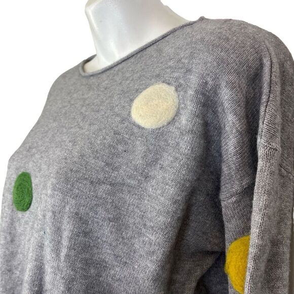 PATRIZIA LUCA MILANO Gray Long Sleeve Pullover Dot Embroidered Sweater sz XS - Picture 5 of 16